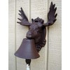 NEW cast iron rustic MOOSE ELK w ANTLERS dinner BELL