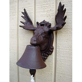 NEW cast iron rustic MOOSE ELK w ANTLERS dinner BELL bar cabin or lodge decor item