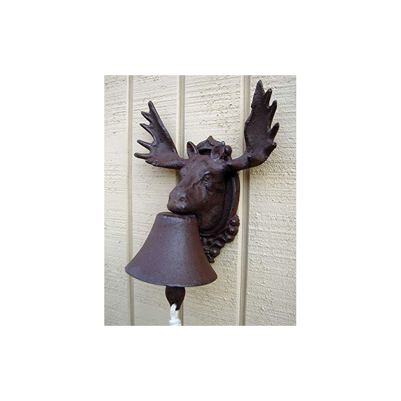 NEW cast iron rustic MOOSE ELK w ANTLERS dinner BELL