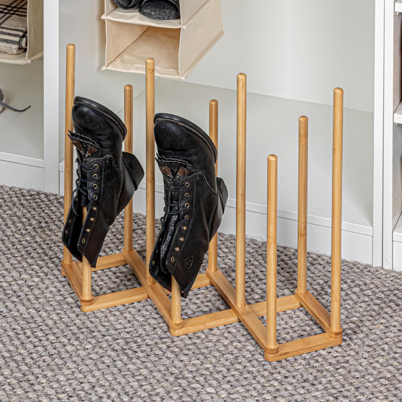 Bamboo 5 Pair Accordian Boot Rack, Natural