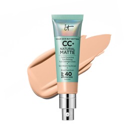 IT Cosmetics IT Cosmetics CC+ Cream Natural Matte Foundation with SPF 40 - Shine-Reducing & Long-Wear Full Coverage Foundation For Oily Skin - With Hyaluronic Acid - Non-Comedogenic, Light Cool - 1.08 fl oz