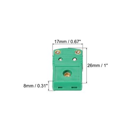 sourcing map Mini K Type Thermocouple Wire Connectors Female Plug Adapter High Temperature 220°C(428°F) for Thermocouple Sensor Probe Green 3pcs