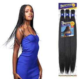 Sensationnel Ruwa prestretched braiding hair - 3x Ruwa 54-inch water repellent kanekalon fast dry synthetic braid - 3X RUWA 54 inch (1 pack, 1B OFFBLACK)