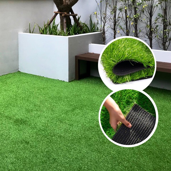 WALPLUS 13.1 x 3.3 FT 1.18 Inch Pile Height Premium Synthetic Artificial Grass Turf High Density Fake Faux Grass Carpet Natural Realistic Looking Pets Friendly for Garden Patio Balcony Outdoor Indoor