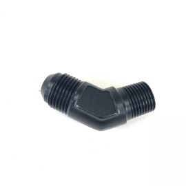 Unbranded Aluminum Fitting Adapter 8AN Male end to 3/8NPT Male end 45 Degree Black