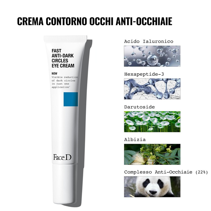 Face D - Crema Contorno Occhi Trattamento Anti-occhiaie, 15 ml