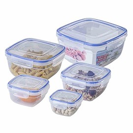 ALPFA Square Storage Container Set of 5, Clear, 10 x 10 x 5 cm, 5 Units