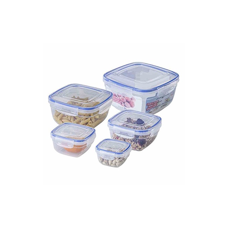 ALPFA Square Storage Container Set of 5, Clear, 10 x