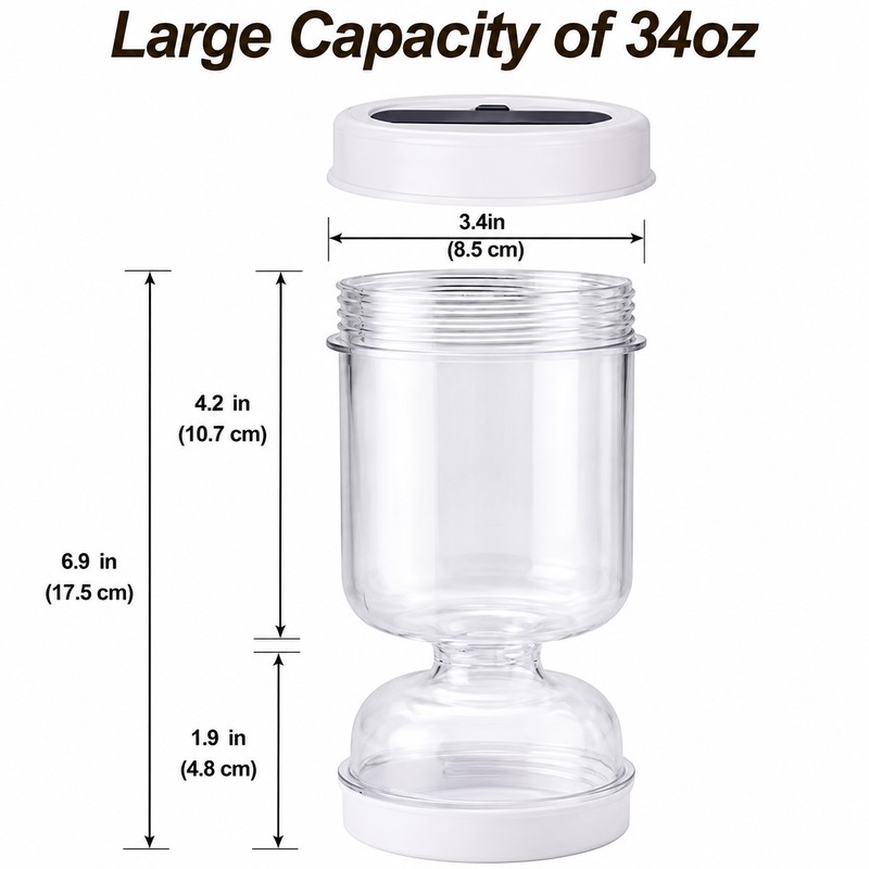 Pickle Strainer Jar for Easy Serving – 34 oz Flip-to-Separate