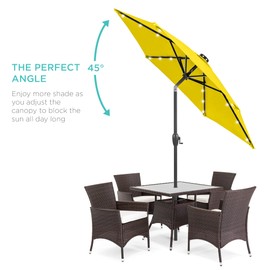 Best Choice Products 7.5ft Outdoor Solar Market Table Patio Umbrella for Deck, Pool w/Tilt, Crank, LED Lights - Yellow