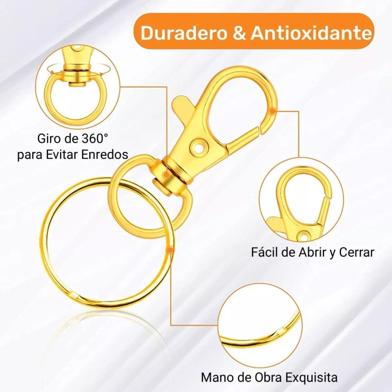 Baixi Gancho Para Llavero Macrame Dorado (50 Piezas + 50