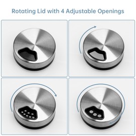 NiHome 2-Pack Spice Shakers with Adjustable Stainless-Steel Lids for Parmesan Cheese, Chili Flakes, Herbs, Salt, Pepper, 10oz Borosilicate Glass Seasoning Dispensers, Easy Refill and Dishwasher Safe