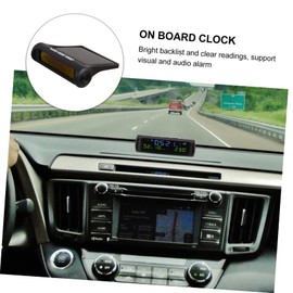 Gatuida Portable Solar Car Clock with Thermometer Digital Display for Temperature Compact Dashboard Gauge for Driving Use