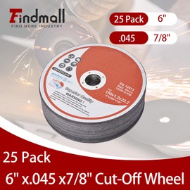 25 Pack 6" x.045 x7/8" Cut-Off Wheel - Metal & Stainless Steel Cutting Discs