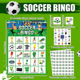 Liliful 35 Pcs Soccer Bingo Games 24 Players Sport Party Bingo Cards for Boys Girls Adults Family Classroom Activities Sports Birthday Party Favors Supplies