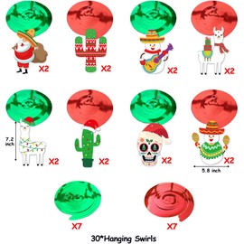30 Pcs Mexican Christmas Hanging Swirls Feliz Navidad Decorations for Mexican Christmas Party Home Mantle Decorations