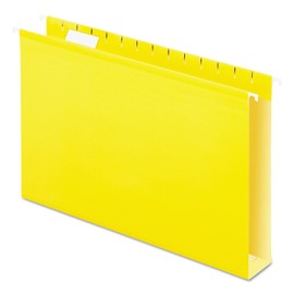 Pendaflex Reinforced 2 inch Extra Capacity Hanging Folders, 1/5 Tab, Legal, Yellow, 25/Box