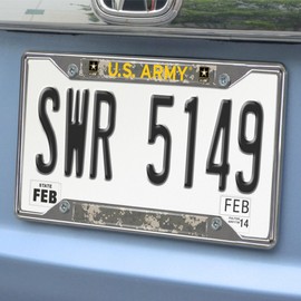 FANMATS 15688 U.S. Army Chrome Metal License Plate Frame, Stainless Steel, 6.25in x 12.25in