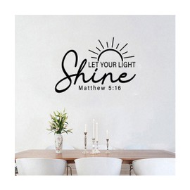 MYMKO Matthew 5:16 Let Your Light Shine Size 14x21, Bible UV DTF Wall Car Mirror Decal, Peel and Stick Wall Art Decal for Living Room Bedroom Kitchen TV Wall, Christian Wall Stickers Decor