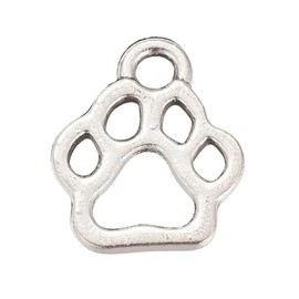 Airssory 100 pcs Antique Silver Hollow Dog Paw Prints Charms Lovely Pet Animals Claw Charms for DIY Jewellery Earring Bracelet Necklace Craft Keychain Bag Decor