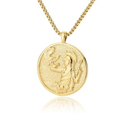Myth Athena Hecate Artemis Miraculous Medallion Coin Necklace,Greek Mythology Necklace,Queen Coin Medal Necklace For Women