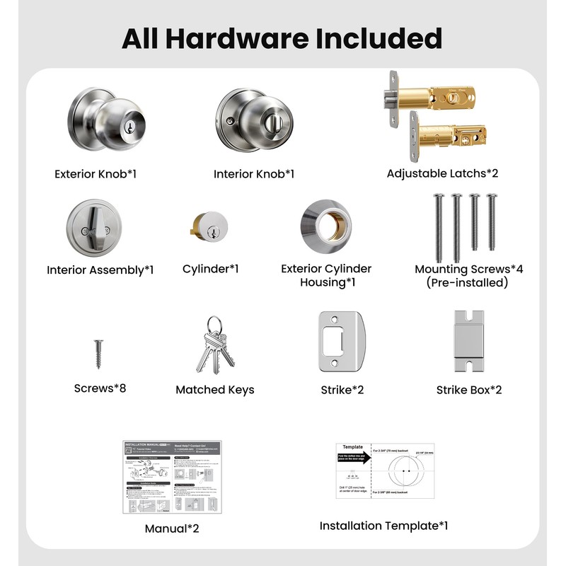 Veise Keyed Alike Door Knob & Single Cylinder Deadbolt Set,