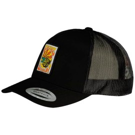 RIP CURL Men's Icons Trucker Hat, Mesh Back Cap Snapback, Adjustable Baseball, Black Custom Curve, One Size