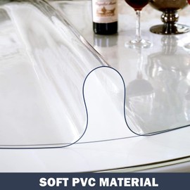 LovePads 1.5mm Thick Clear Round Table Cover Protector 44 Inch for Dining Room, PVC Plastic Table Pads