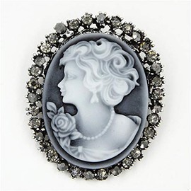 JAGETRADE Vintage Victorian Cameo Bronze Party Queen Lady Brooch, Metal