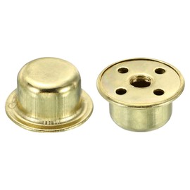 PATIKIL Lamp Finials Caps, 2 Pack 1/4-27 Thread Metal Hollow Tapped Light Fixture Accessories for Lamp Shade Holder Harp Top, Gold Tone
