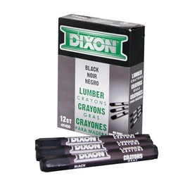 DIXON Lápices industriales para marcar madera, 4.5 x 1.27 cm, hexagonal, negro, paquete de 12 (49400)