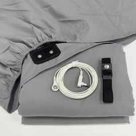 EMIKITS Grounding Fitted Sheet Upgraded 10% Silver Fiber 90% Organic Cotton Grounded Bed Cover Improve Sleep Quality, Gray King 78x80x15 Inch