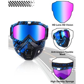 2 Gafas de Motocicleta Gafas de Montar en Casco Gafas con Cubierta Facial (Color Elegante)