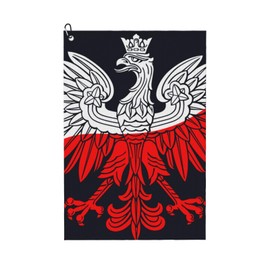 Bkytgek Golf Towel with Clip,Polish Eagle Pattern Premium Microfiber Golf Towel for Women and Men Golf Gifts Golf Accessories 1 Pack,24"x16"