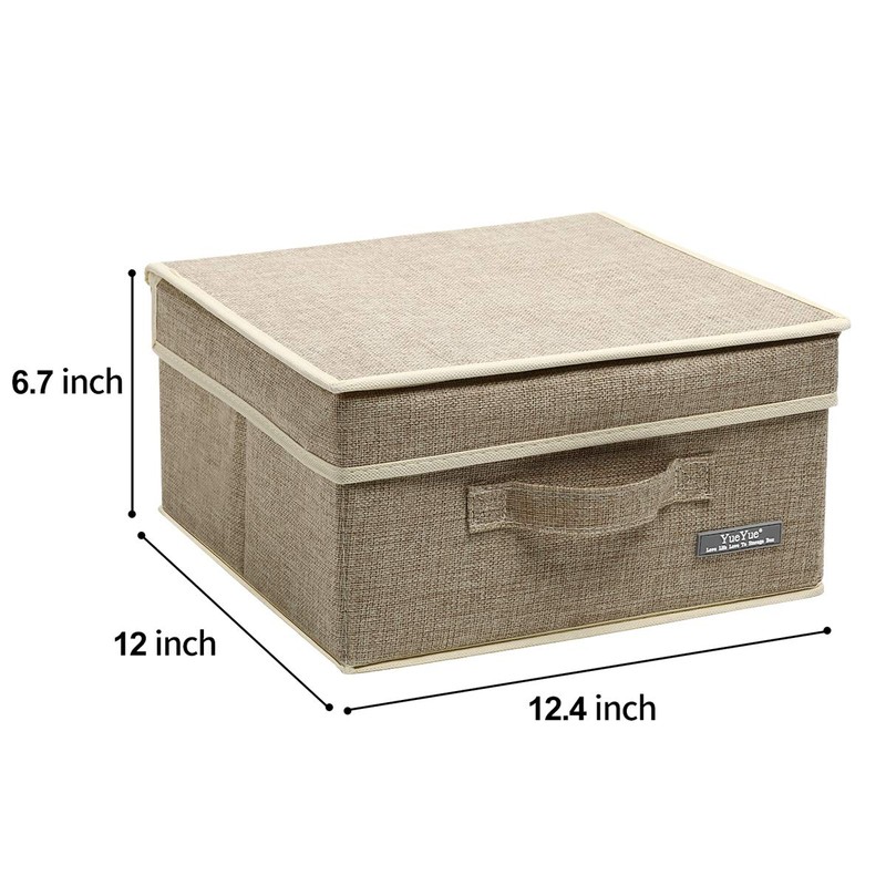 YueYue 4 Pack Small Fabric Storage Box with Lids, Foldable