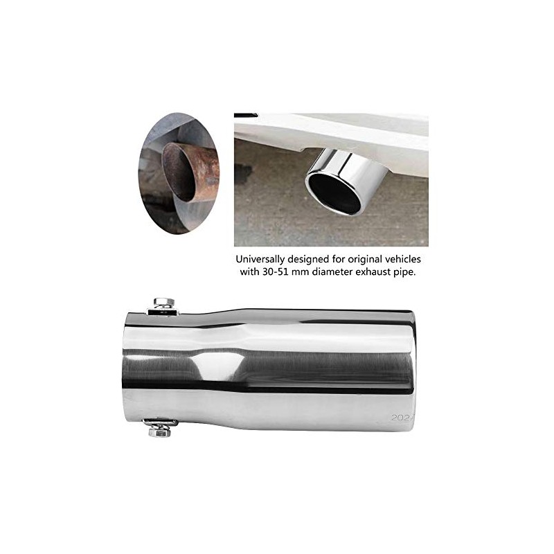 aqxreight Tailpipe, Car Modification Stainless Steel Exhaust Pipe, Rear Tailpipe,