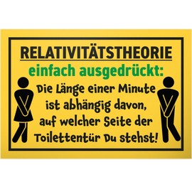 DankeDir! Relativity Theory - Sign 30 x 20 cm - Toilet Sign Toilet Sign Funny Toilet Sign Toilet - Guest Toilet Door Sign Guest Toilet Men's Funny Wall Decoration