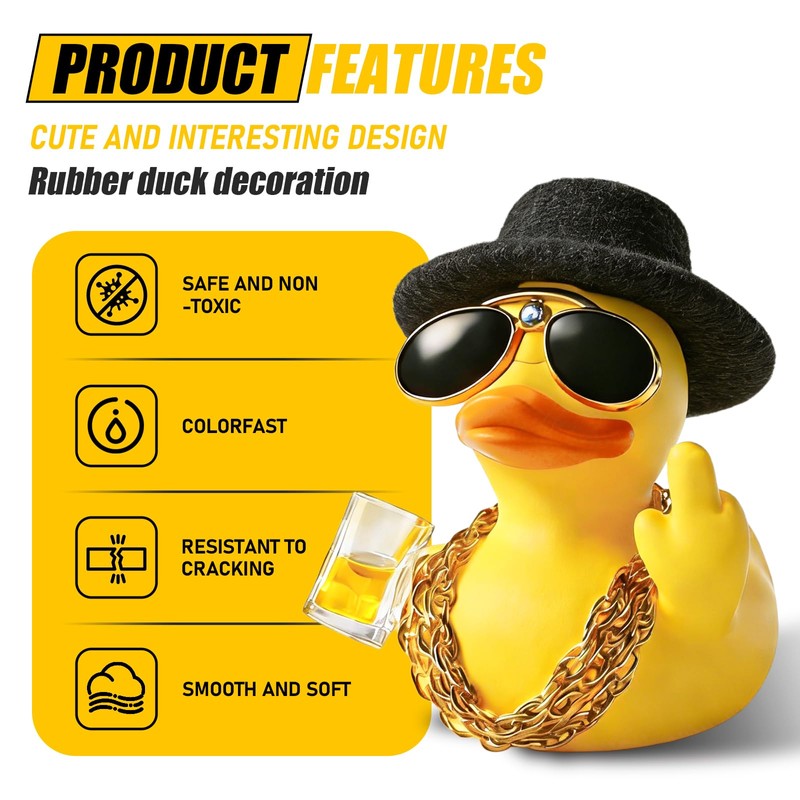 VAGCARS Funny Cowboy Rubber Duck Car Ornaments with Hat &