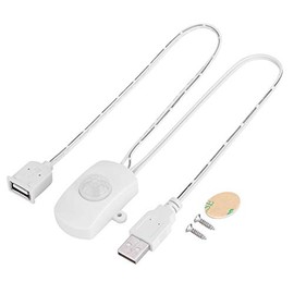 5-24V PIR USB Switch, IR Sensor Light Switch USB Motion Sensor Switch USB Pir Sensor with 120 Degrees Cone Angle Detecting Range for Corridors Bathrooms Basements Warehouses Garages(White)