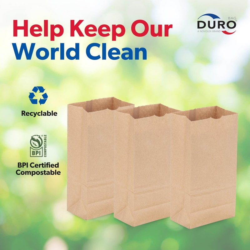 Duro 6# Brown Paper Lunch Bags 500 Count - Bulk