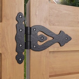Renovators Supply Manufacturing Black Wrought Iron Door Hinge 5 Inch RSF Finish Barn Door Hinges Pack of 2