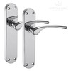 Polished Chrome Door Handles on Backplate - Lever on Latch