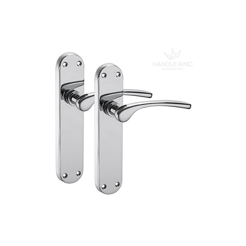 Polished Chrome Door Handles on Backplate - Lever on Latch