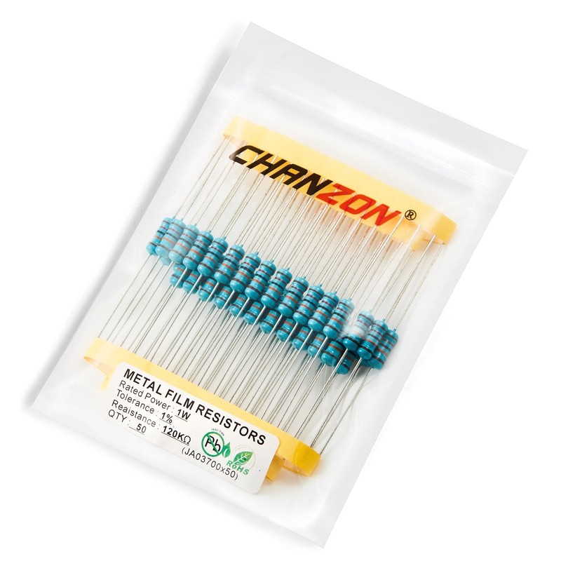 Chanzon 50pcs 1W 120K Ω ohm Metal Film Fixed Resistor