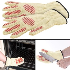 Rosenstein & Söhne Work Gloves: Set of 2 Safety Gloves, Heat & Cut Protection, Non-Slip Pads (Kitchen Glove, Heat Gloves, Pot Holders)