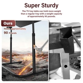 JFNoraiva TV Tray Table - Upgraded TV Dinner Tray on Bed & Sofa, Stable Table Trays with 5 Height & Free Tilt Angle Adjustments (Black)