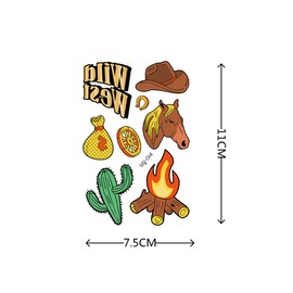 6 Pcs Western Cowboy Tattoos Cartoon Tattoos StickersTemporary Tattoo for Rodeo Party Birthday Cowboy Party