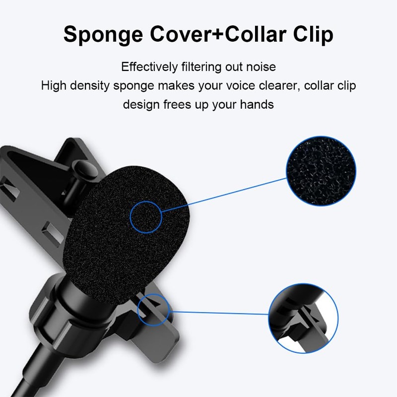 Lavalier Microphone Lapel Microphone, Lavalier Microphone for Phone PC, Wired
