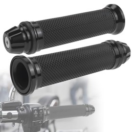 Motorcycle Handlebar Grips Pack of 2 Motorcycle Grips 1 x 22 mm + 1 x 24 mm (7/8 1 Inch) Grips Motorcycle Grips Rubber Grips Made of Aluminium for Scooters Mopeds (Black)