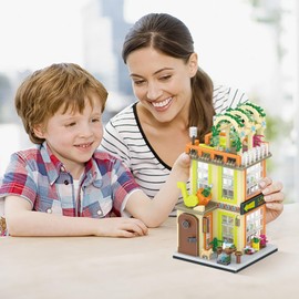 XIU Music Cafe Building Kits Toys, (1050pcs) Music cofe House Mini Building Block Sets for Adults, Small Shop House Playsets,Creative Gift for Kids Age 8 +